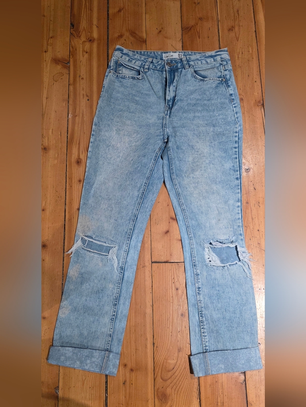 refuge Slim Flare Denim Jeans in Light Blue